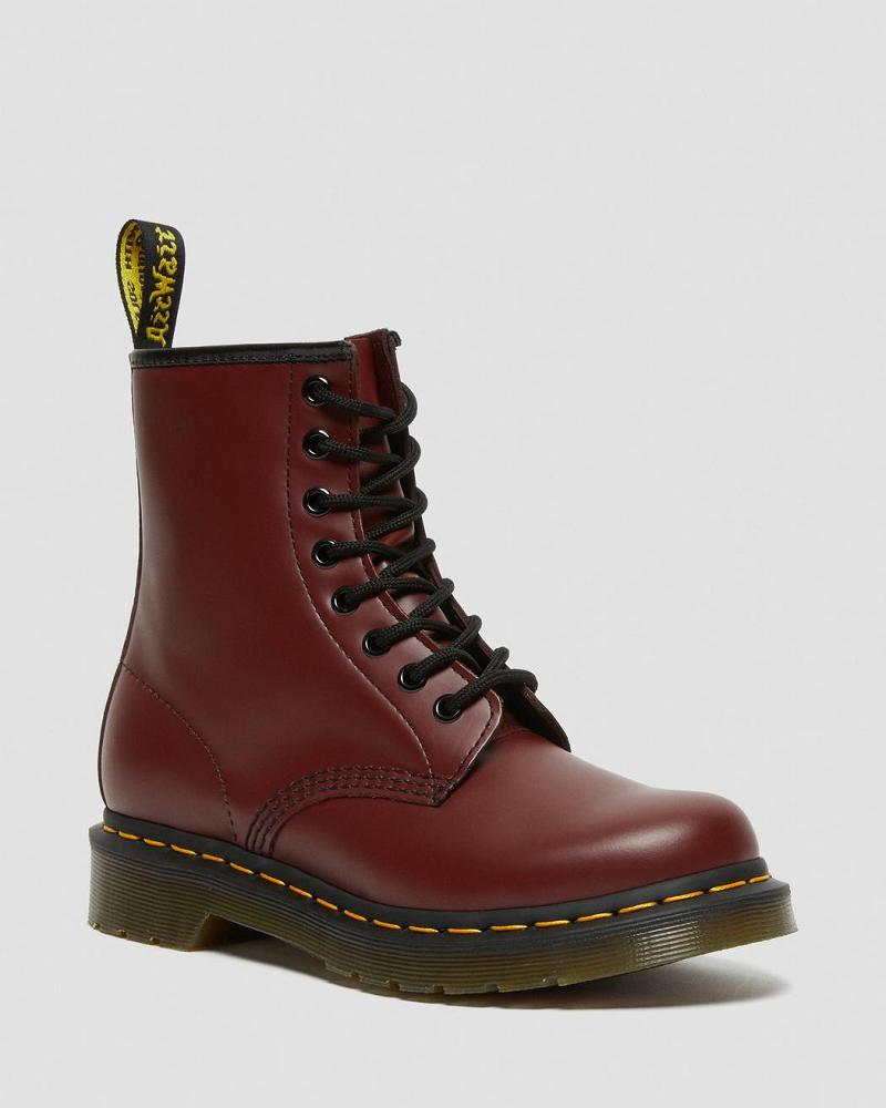 Pink / Red Women\'s Dr Martens 1460 Smooth Leather Lace Up Boots | CA 202LIS